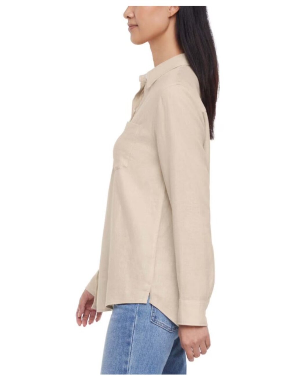 Gap Women's Linen Blend Button Down Khaki Shirt In Large NWT - Picture 3 of 11